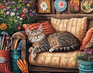 Mal etter nummer katt i sofaen 40,64x50,8 cm