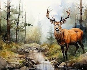 Mal etter nummer hjort ca 40x50 cm