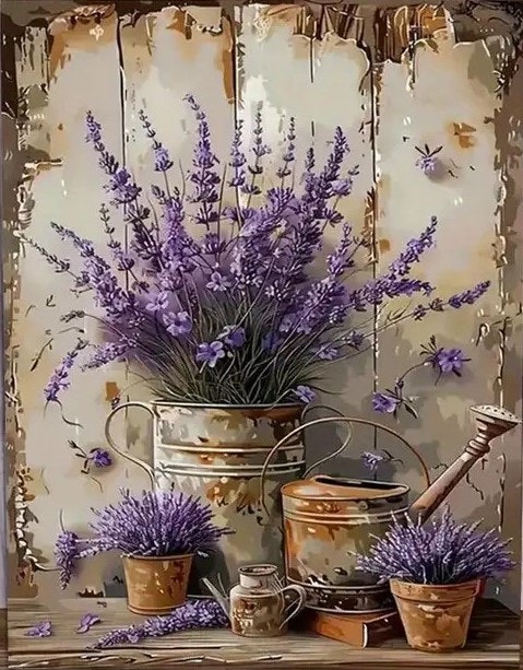 Mal etter nummer lavendel ca 40x50 cm