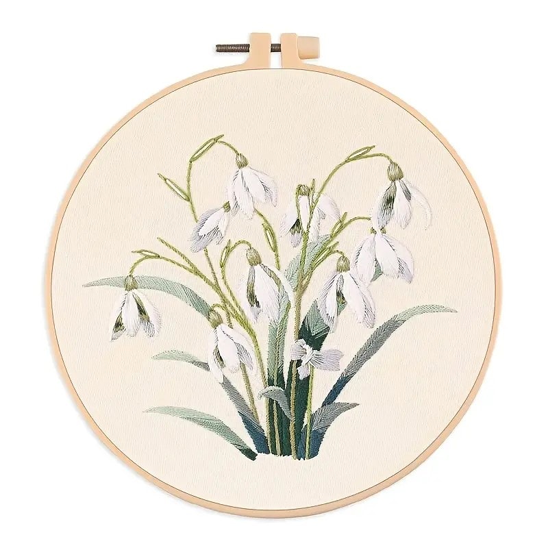 Broderi kit snøklokker 20x20 med broderi-ring