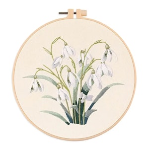 Broderi kit snøklokker 20x20 med broderi-ring