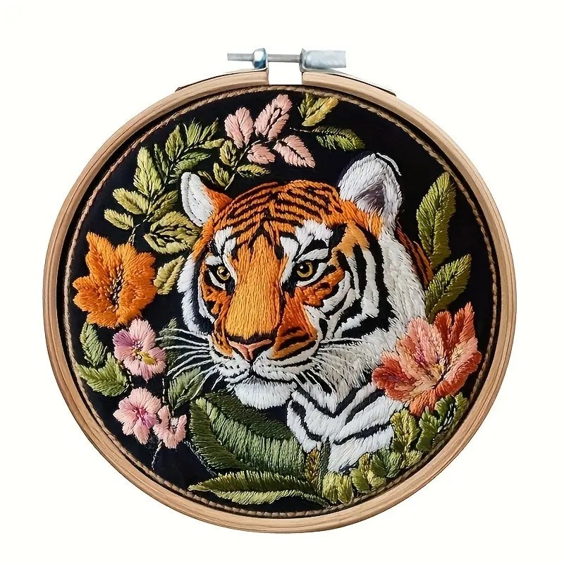 Broderi kit tiger 20x20 med broderi-ring