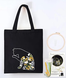 Broderi kit en veske med katt