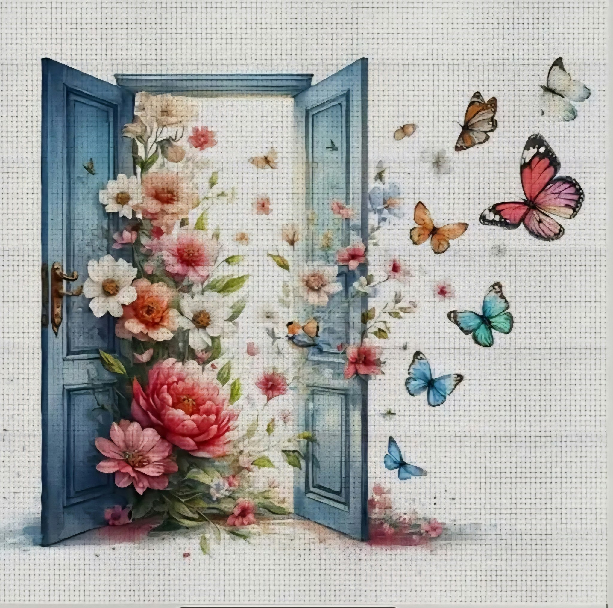 Broderi kit med perler 30x30 slipp sommeren ut