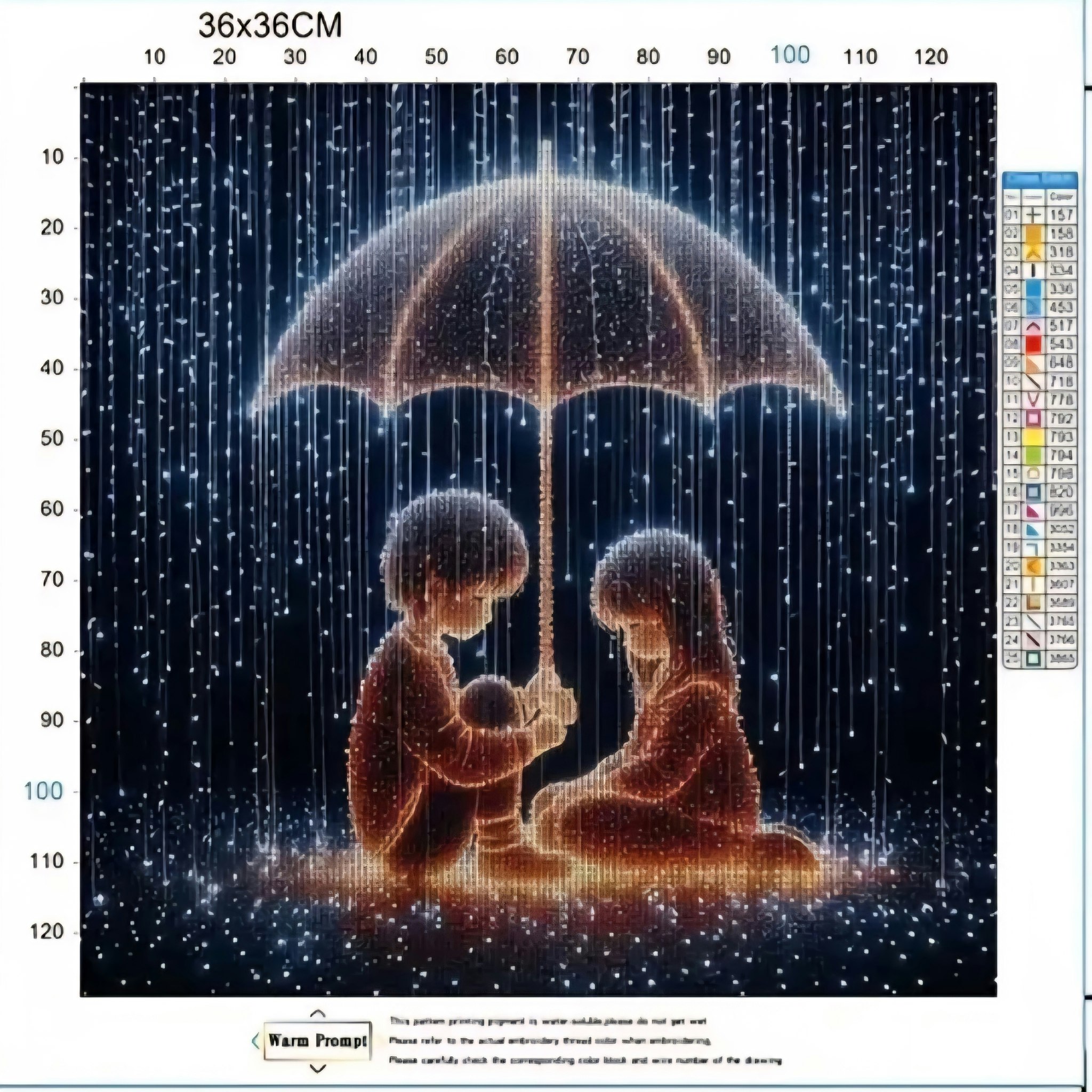 Broderi kit med perler 30x30 under en paraply
