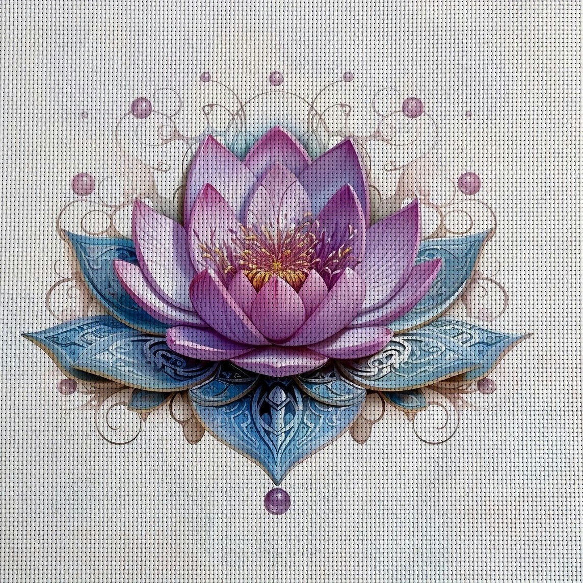 Broderi kit med perler 30x30 lotus