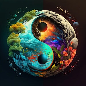 Lisensiert bilde ©Midjourney A.I art Yin&Yang 70x70 cm 50 farger