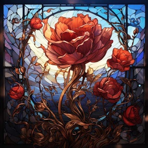 Rose med krystallperler 50x50cm laget av PixelPrimeArt