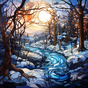 Vinterlandskap med krystallperler 50x50cm laget av PixelPrimeArt
