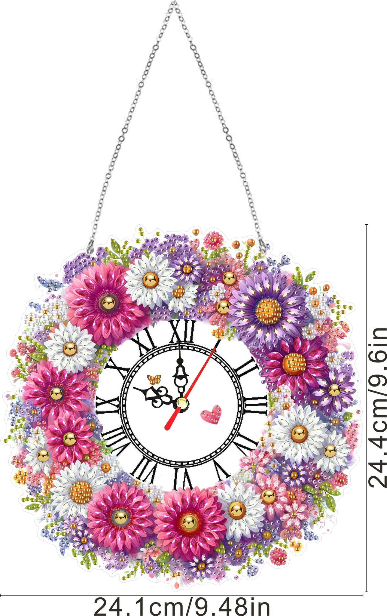 Rund Klokke med blomster