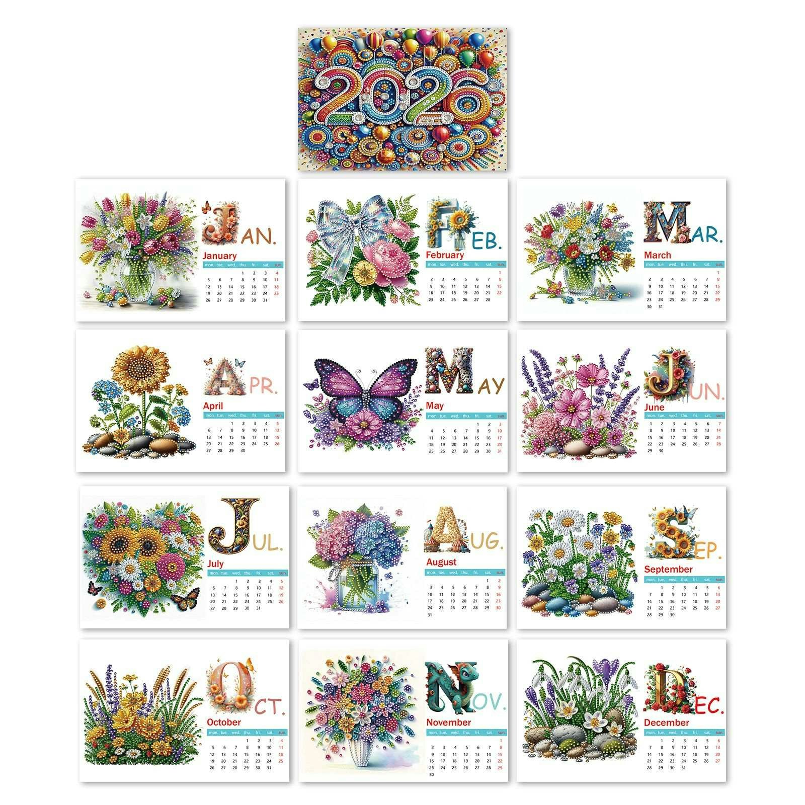 Kalender med blomster 2026