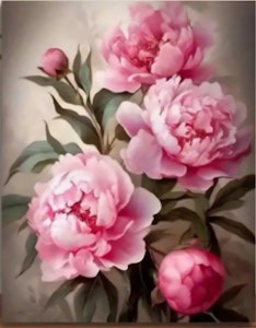 Mal etter nummer rosa peoner 40,68x50,8 cm