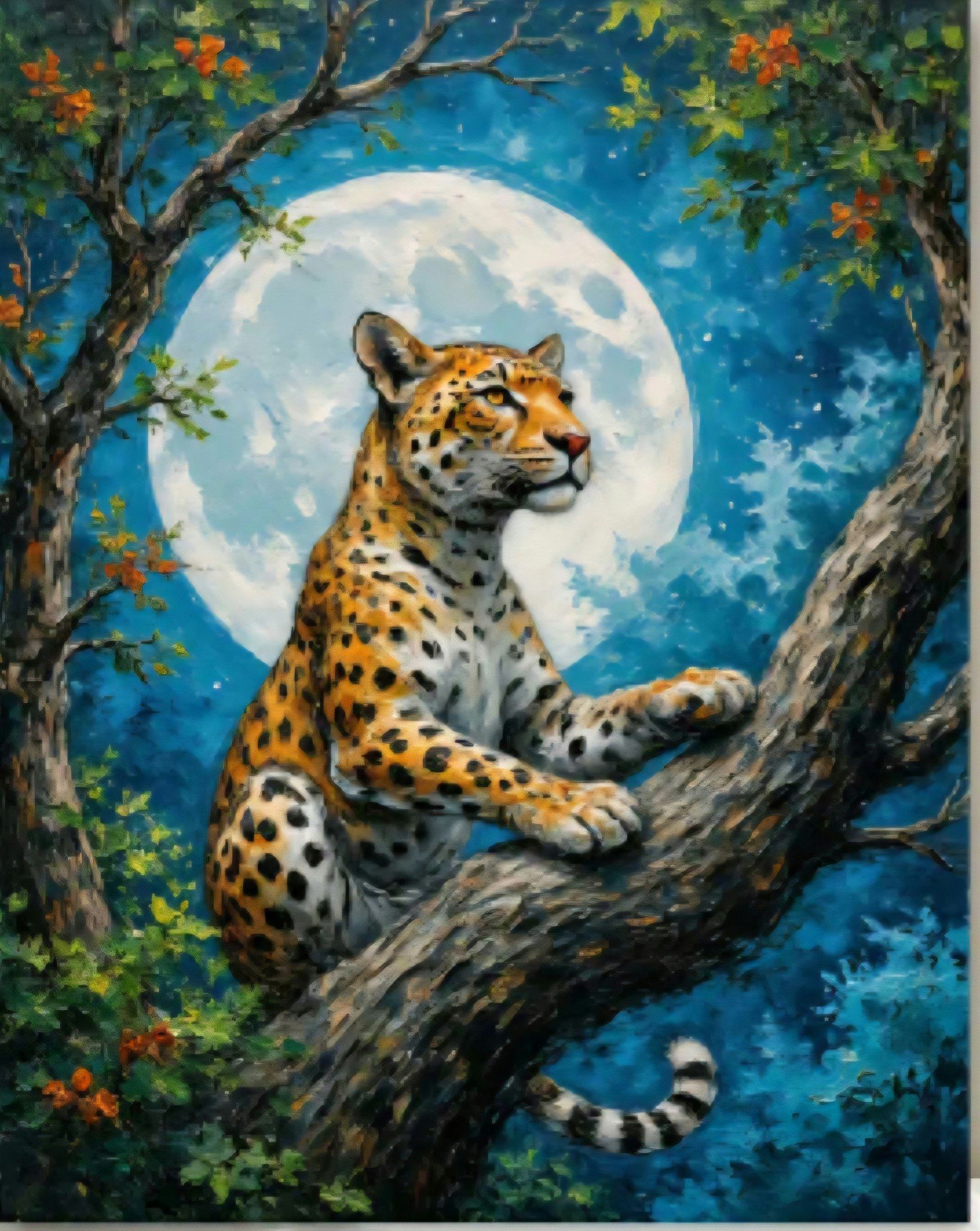 Mal etter nummer leopard i måneskinn 40x50 cm