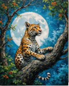 Mal etter nummer leopard i måneskinn 40x50 cm