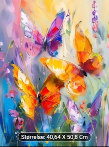 Mal etter nummer sommerfugler 40,64x50,8 cm