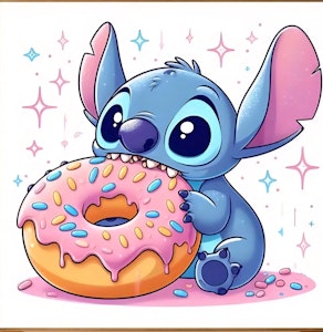 Mal etter nummer Stitch eter donuts ca 40 x40 cm