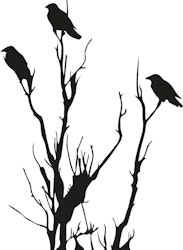 1554 - Gummistämpel minis Träd med kråkor