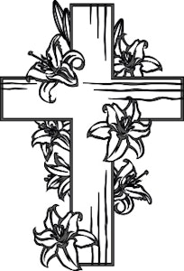 615 - Gummistämpel konfirmation Kors med Blommor