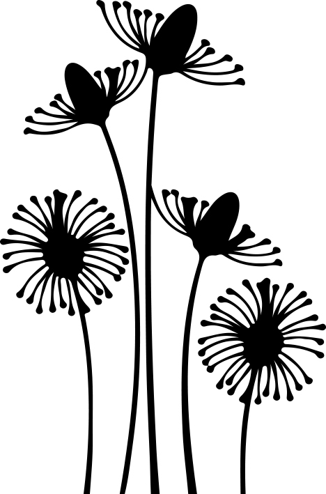 1562 - Gummistämpel  Minis växter 5 blommor