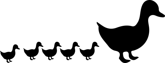 1405-Gummistämpel Anka med 5 kycklingar