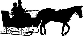1258-Gummistämplar silhouette  Par med släde o häst
