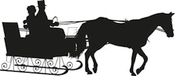1258-Gummistämplar silhouette  Par med släde o häst