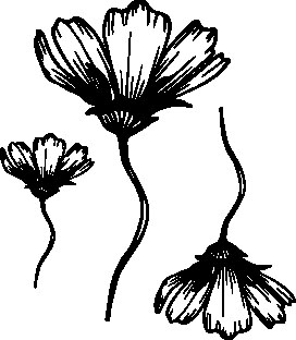 1105-Gummistämpel Halvutslagen blomma