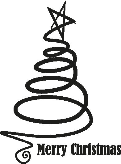 2473 - Gummistämpel Merry christmas svirlig gran