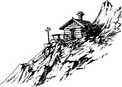 14155-Stämpel  Hus i bergen