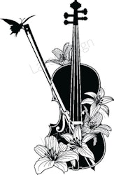 222-Stämpel Violin m blommor