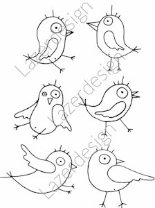1688-Stämpel 6 roliga fåglar