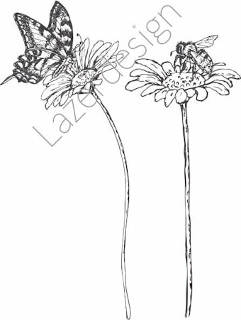 14214-Stämpel Växter blommor i bin