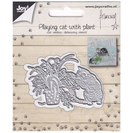 6002-1127 Dies Playing cat with Plant