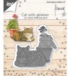6002-1358  Dies Cat with geranium