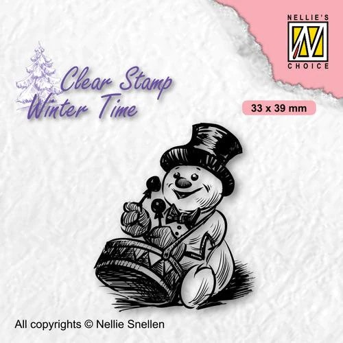 WT007 Clearstamp Snowman with drum