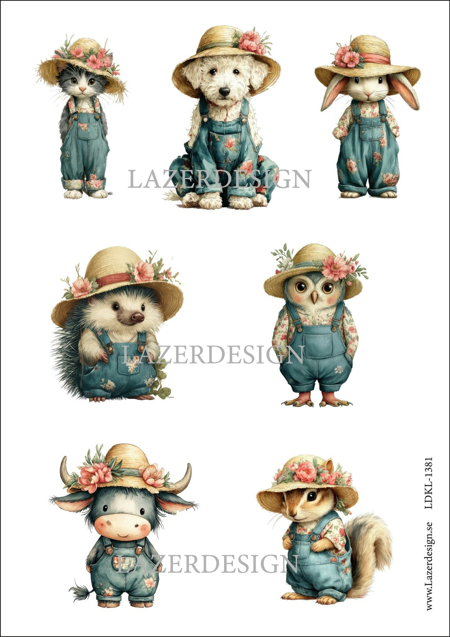 LDKL-1381 Klippark  Djur i hatt