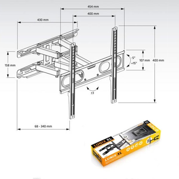 TV-fäste med arm Axil 0593E 26"-65" 30 Kg Svart