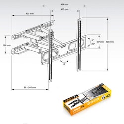 TV-fäste med arm Axil 0593E 26"-65" 30 Kg Svart