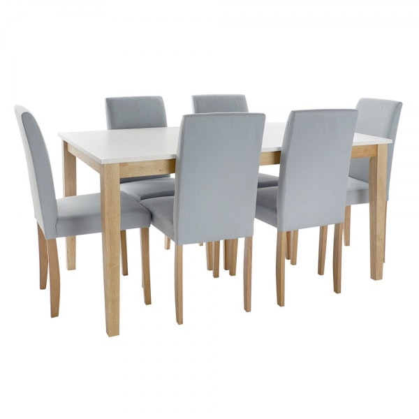 Bordsgrupp med 6 stolar DKD Home Decor Polyester Tölgy Lackad