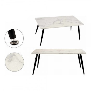 Soffbord Svart Vit Marmor Metall Melamin DM