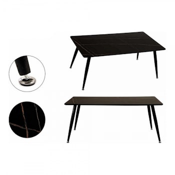 Soffbord Svart Vit Marmor Metall Melamin DM