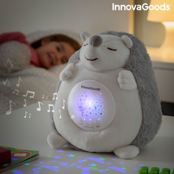 Igelkott-mjukis med vitt brus och nattlampsprojektor Spikey InnovaGoods Gadget Kids