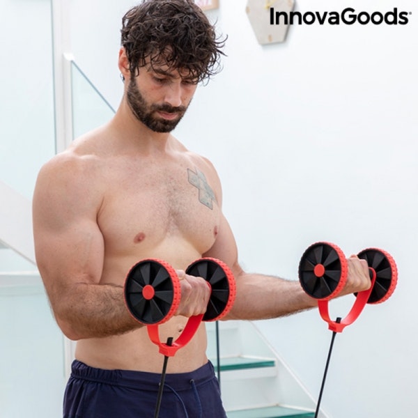 Magrulle med roterande skivor, elastiska band och träningsguide Twabanarm InnovaGoods Wellness Sport!