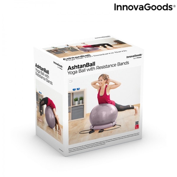 Yogaboll med stabilitetsring och motståndsband Ashtanball InnovaGoods Sport Fitness!