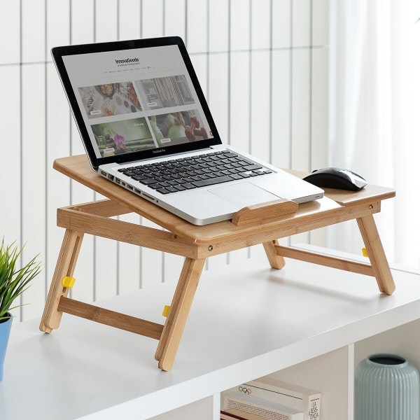 Hopfällbart sidobord av bambu Lapwood InnovaGoods Gadget Cool