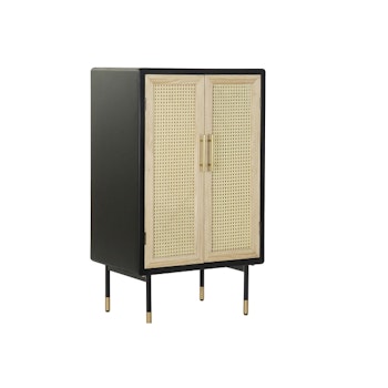 Skänk DKD Home Decor Naturell Svart Gyllene Rattan Furu (60 x 40 x 100 cm