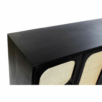Skänk DKD Home Decor Svart Naturell Rattan Mangoträ (150 x 40 x 78 cm)