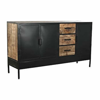 Skänk DKD Home Decor Brun Svart Metall Mangoträ (160 x 40 x 90 cm)