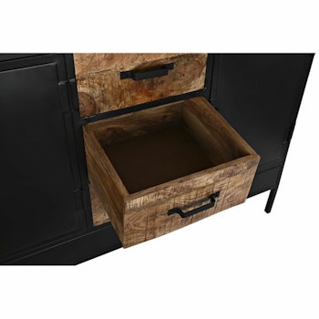 Skänk DKD Home Decor Brun Svart Metall Mangoträ (160 x 40 x 90 cm)