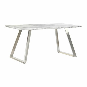 Matsalsbord DKD Home Decor Stål Vit Trä MDF (160 x 90 x 76 cm)
